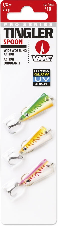 VMC Tingler Spoon Kit 3.5 G Glow UV Vertical Jig 3-pack